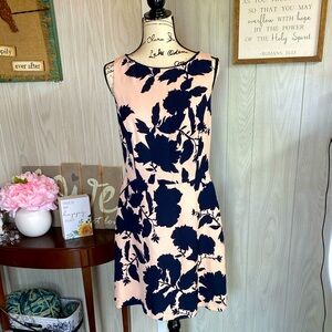 Floral Sleeveless Dress in Navy and Cream